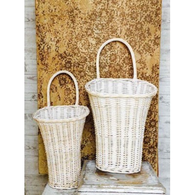 Willow Baskets Wall Pockets-Door Baskets-White Washed-Set of 2    132735161441